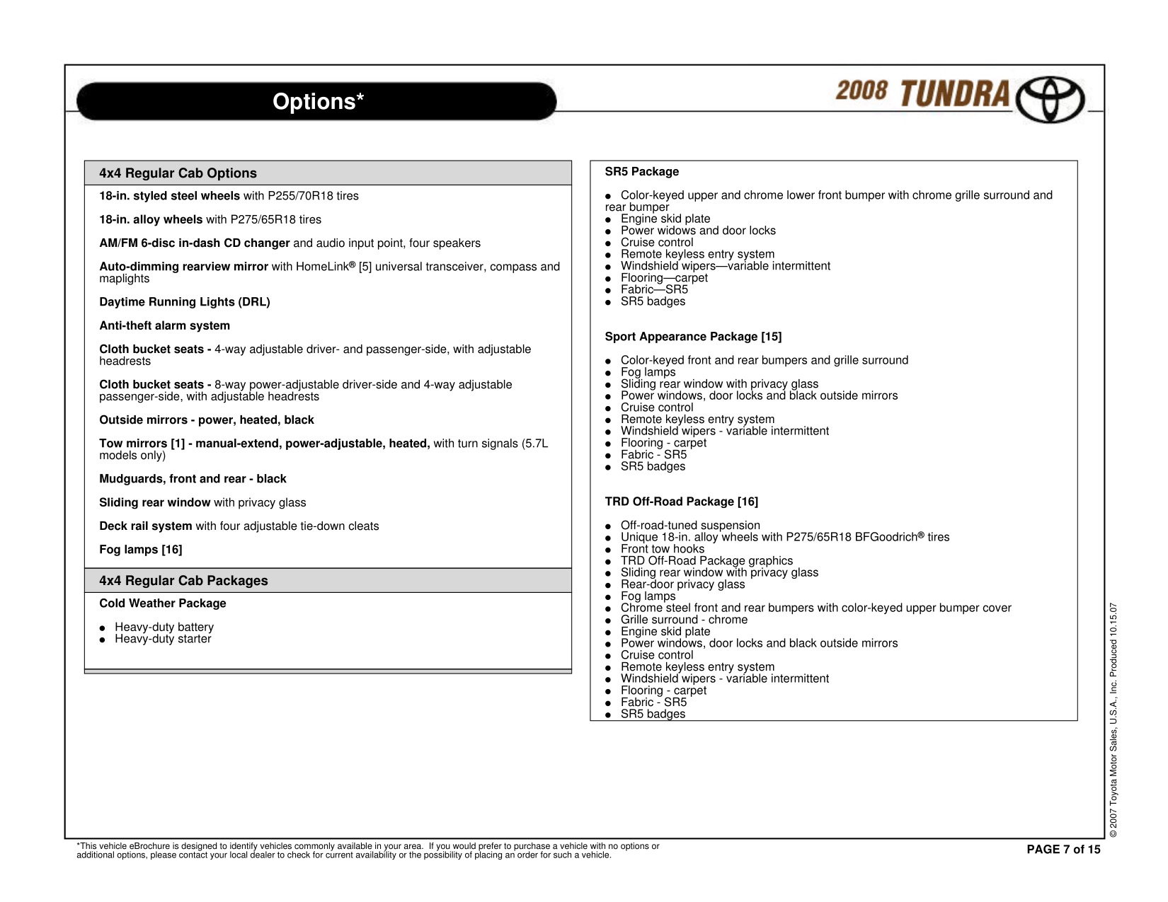 2008 Toyota Tundra RC 4x4 Brochure Page 15